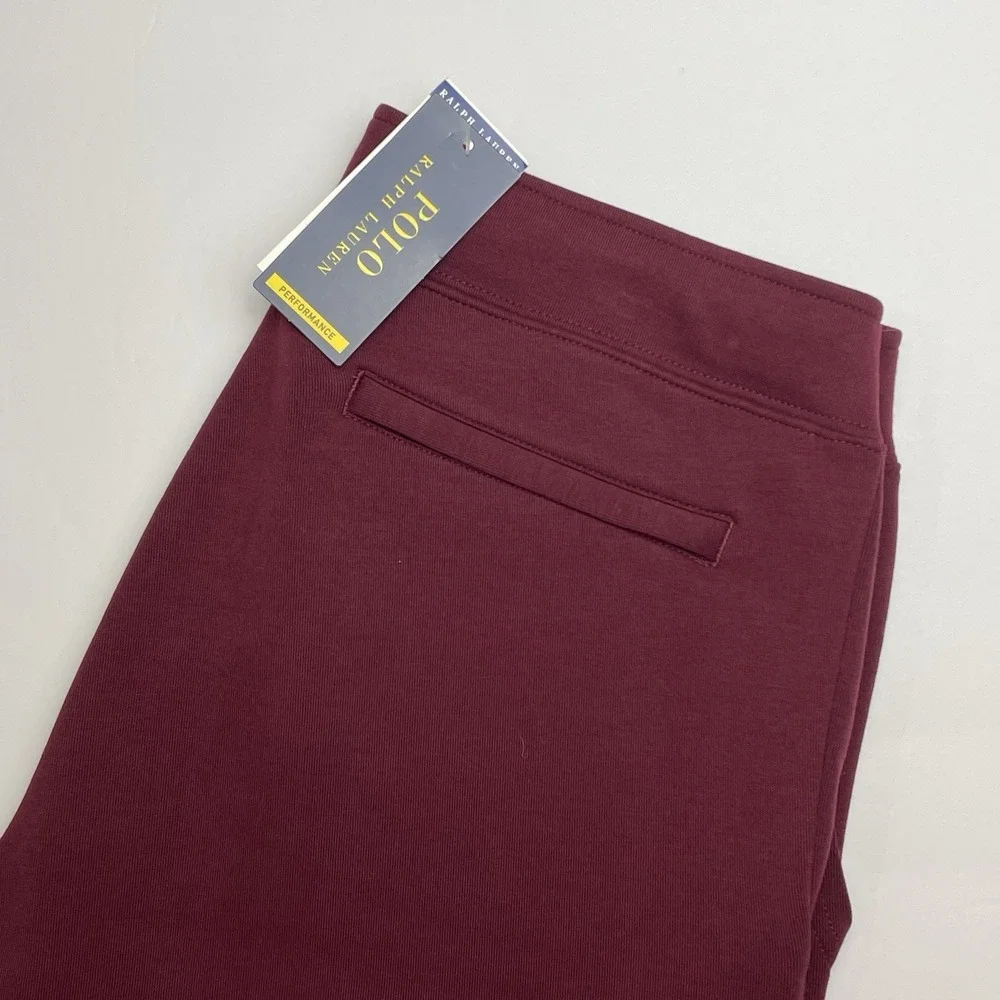 NEW Polo Ralph Lauren Double Knit Jogger Pants Mens Small Maroon Red Blue Pony